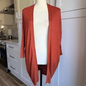 Mango Women's XS/S Orange Knit Cardigan Sweater Batwing Sleeves
